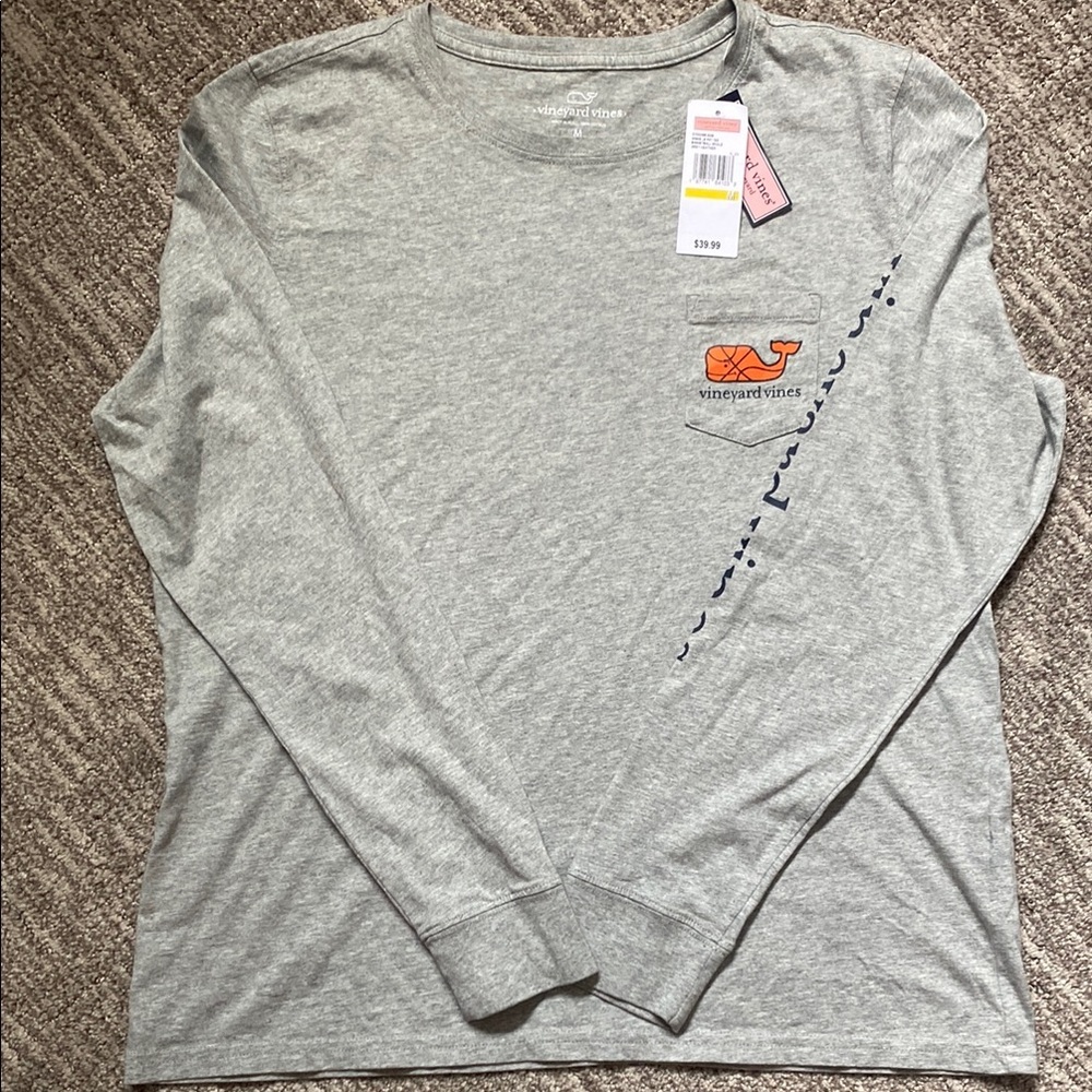 Vineyard Vines LS Pocket Tee Basketball Whale - Picture 3 of 4